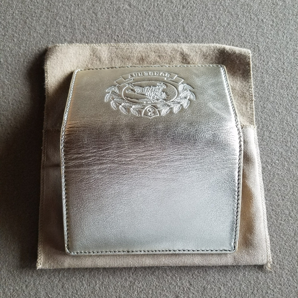 NWT! Sale! Saville Burberry Crest Embossed Smooth Leather Gold Metallic Wallet - Picture 12 of 16